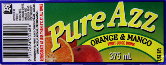 Advertising label for Drink - PureAzz